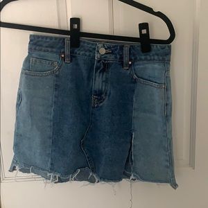 Two tone Jean skirt with slit from Pacsun
